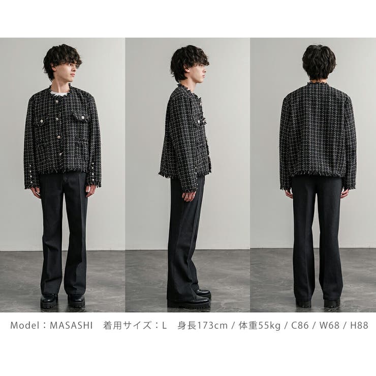ノーカラージャケット ショート ツイード[品番：OE000009042]｜Rocky