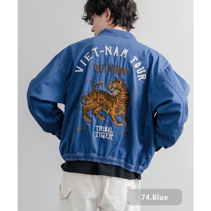 74.ブルー | スーベニアジャケット 刺繍 オーバーサイズ | Rocky Monroe