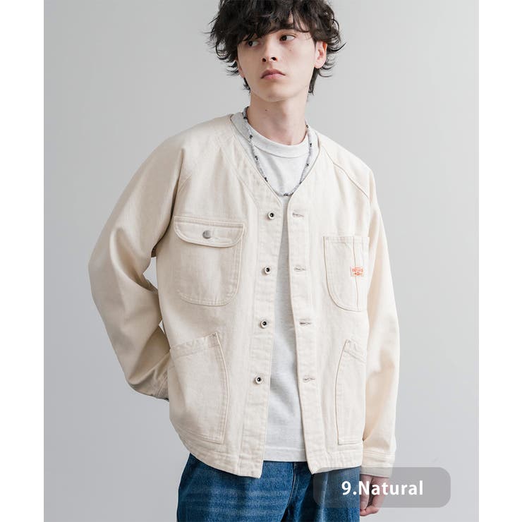 9.ナチュラル | ワークジャケット カバーオール ノーカラー | Rocky Monroe