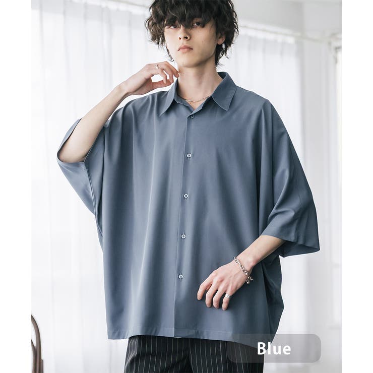 ブルー | 接触冷感 ドルマンシャツ 半袖 | Rocky Monroe