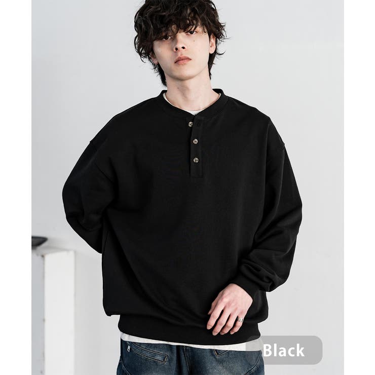 ブラック | トレーナー 裏毛 ヘンリーネック | Rocky Monroe