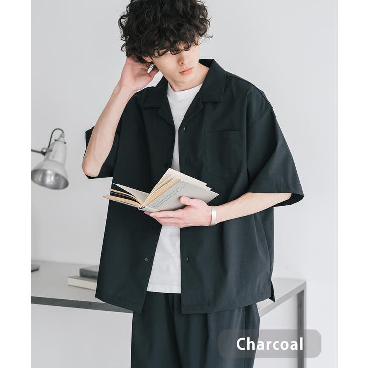 チャコール | セットアップ 開襟半袖シャツ イージーパンツ | Rocky Monroe