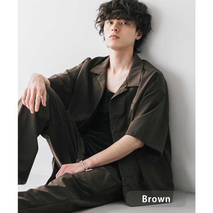 ブラウン | セットアップ 開襟半袖シャツ イージーパンツ | Rocky Monroe