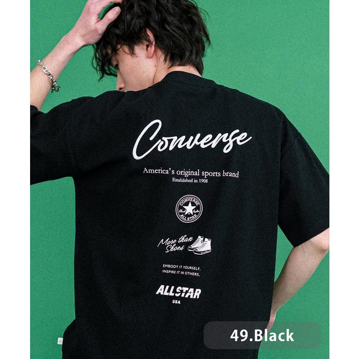 49.ブラック | CONVERSE 半袖ロゴT バックプリント | Rocky Monroe