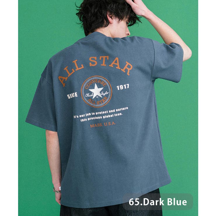 65.ダークブルー | CONVERSE 半袖ロゴT バックプリント | Rocky Monroe