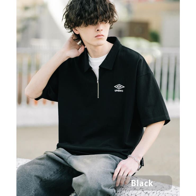 ブラック | UMBRO ハーフジップ 半袖ポロシャツ | Rocky Monroe