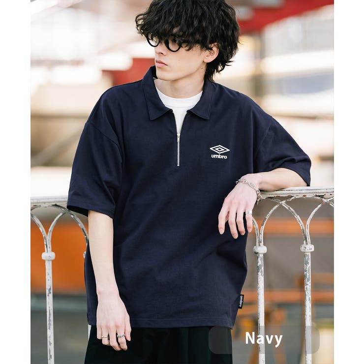 ネイビー | UMBRO ハーフジップ 半袖ポロシャツ | Rocky Monroe