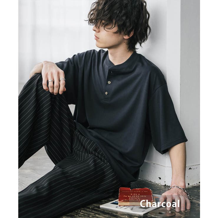 チャコール | 接触冷感 Tシャツ ヘンリーネック | Rocky Monroe