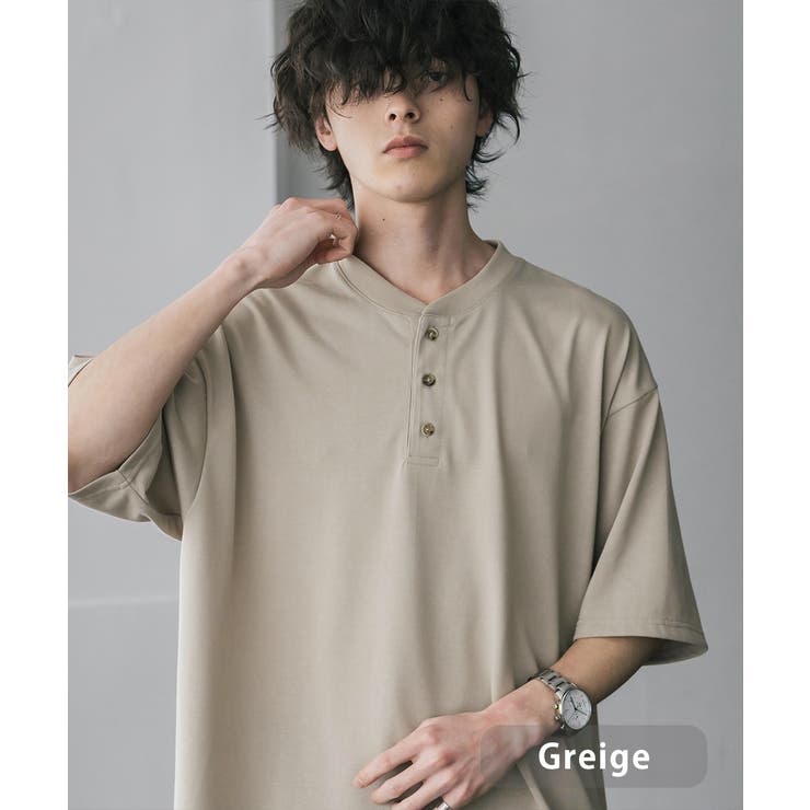 グレージュ | 接触冷感 Tシャツ ヘンリーネック | Rocky Monroe