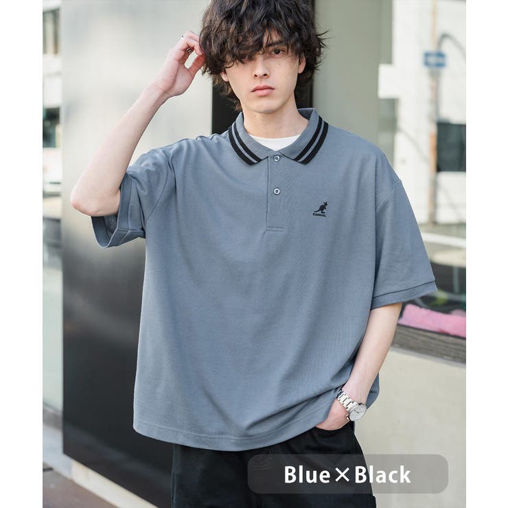 ブルー×ブラック | KANGOL 半袖ポロシャツ 接触冷感 | Rocky Monroe