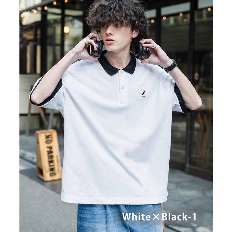ホワイト×ブラック-1 | KANGOL 半袖ポロシャツ 接触冷感 | Rocky Monroe