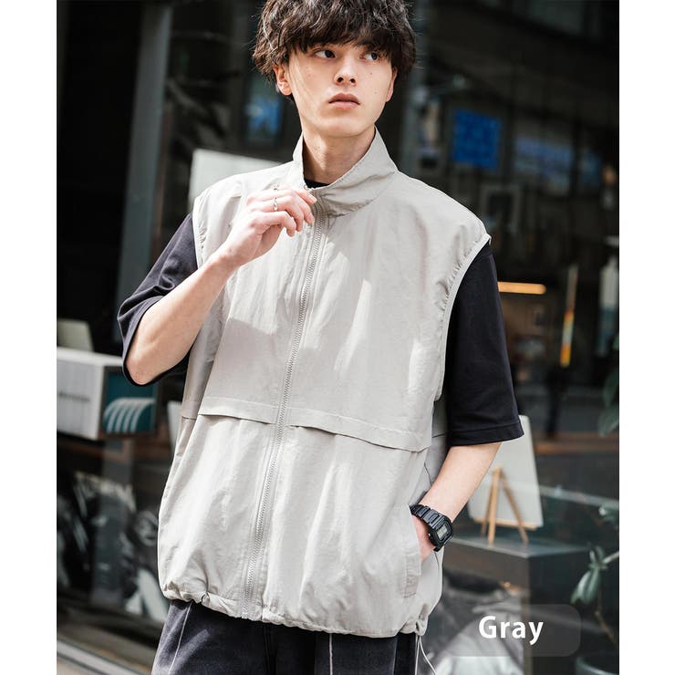 グレー | ベスト ナイロン 前開き | Rocky Monroe