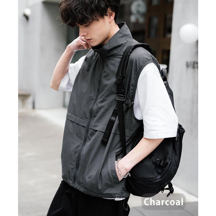 チャコール | ベスト ナイロン 前開き | Rocky Monroe