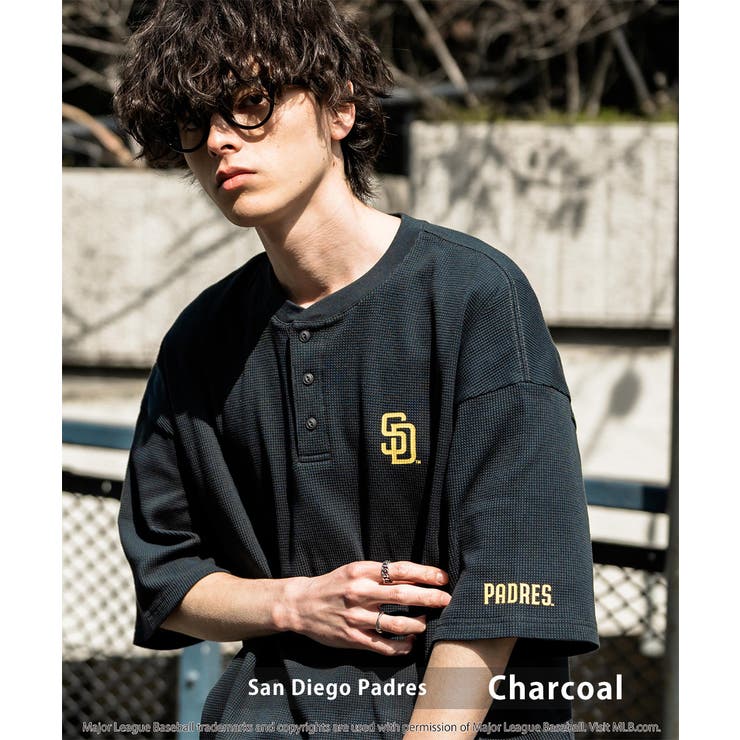 チャコール(SD) | MLB ワッフルTシャツ ヘンリーネック | Rocky Monroe