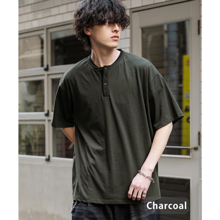 チャコール | Tシャツ 半袖 ヘンリーネック | Rocky Monroe