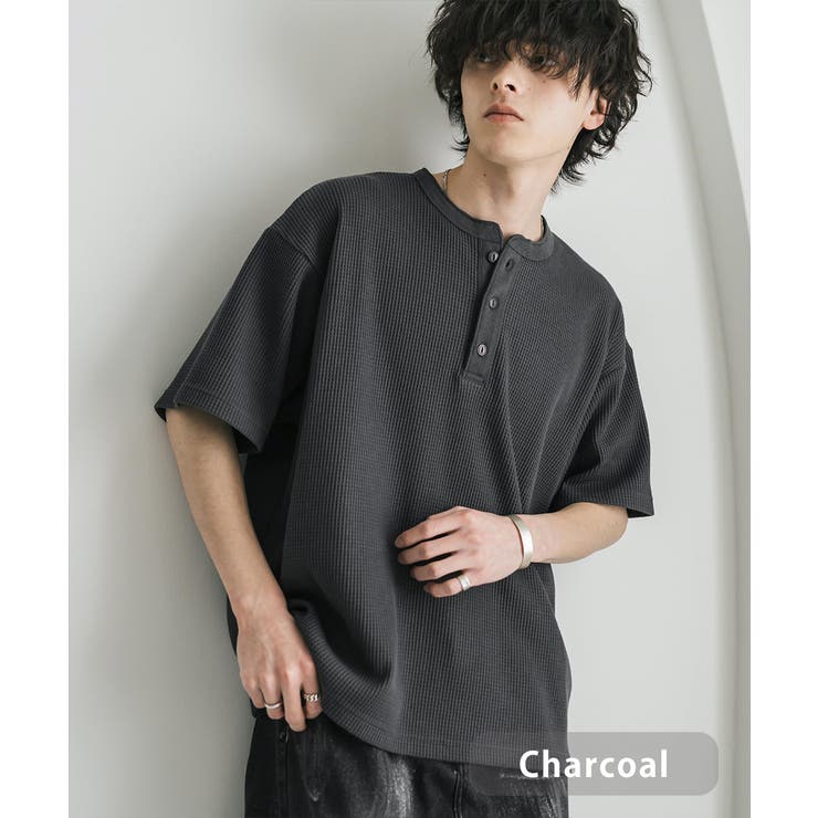 チャコール | Tシャツ 半袖 ヘンリーネック | Rocky Monroe