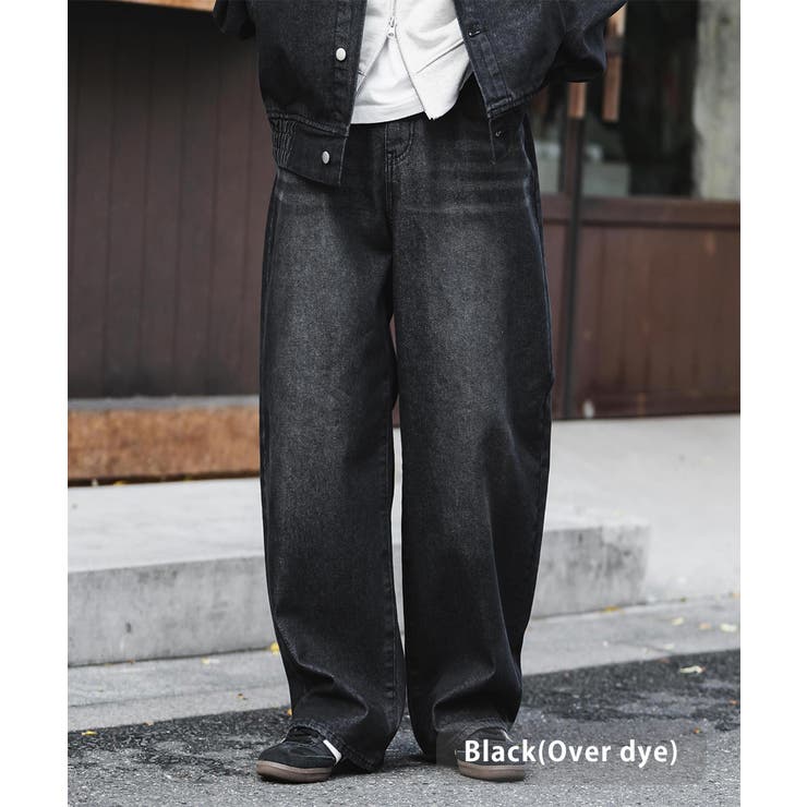 ブラック(オーバーダイ) | カーブデニム バレルレッグ ワイドテーパード | Rocky Monroe