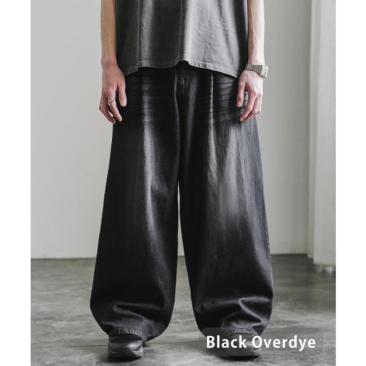 ブラックオーバーダイ | デニムパンツ ワイド バルーン | Rocky Monroe