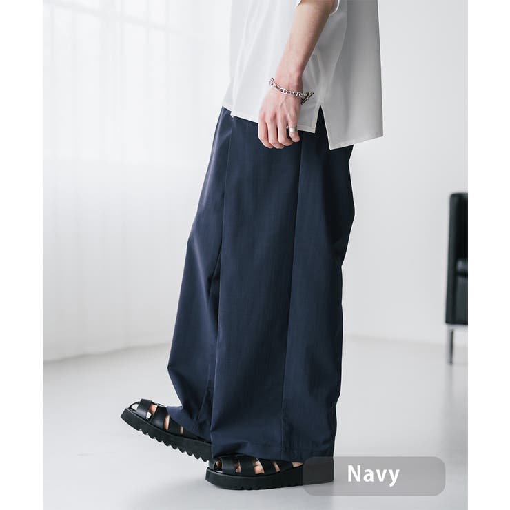 ネイビー | スラックス ワイドパンツ 接触冷感 | Rocky Monroe
