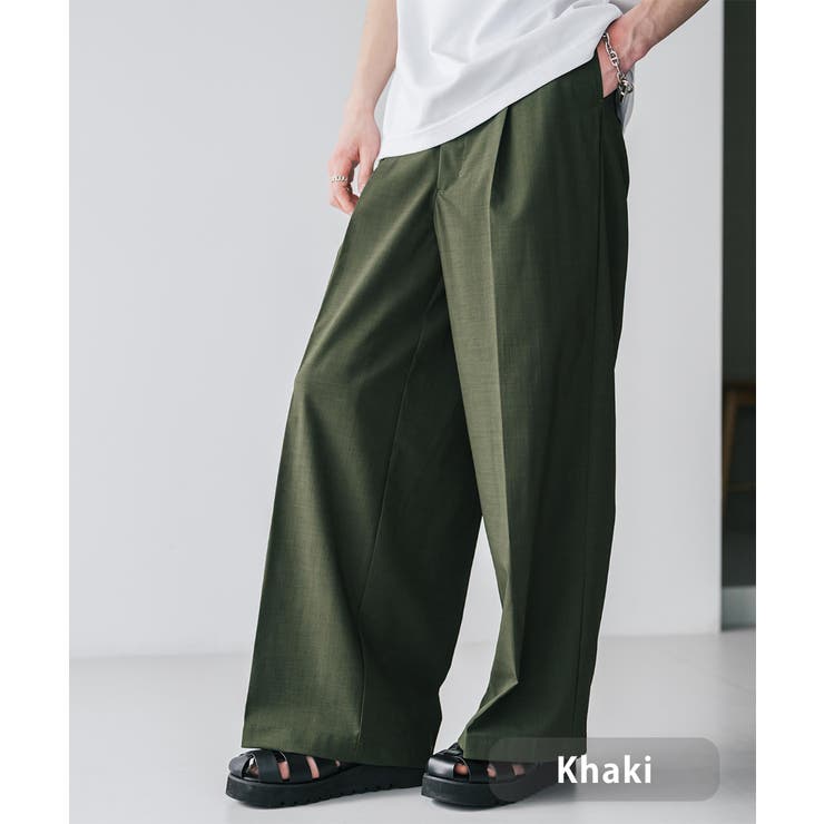 カーキ | スラックス ワイドパンツ 接触冷感 | Rocky Monroe