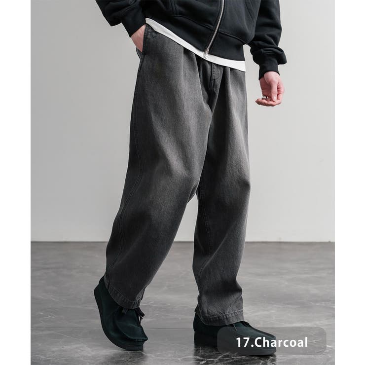 17.チャコール | デニムパンツ ワイド ウエスタン調 | Rocky Monroe