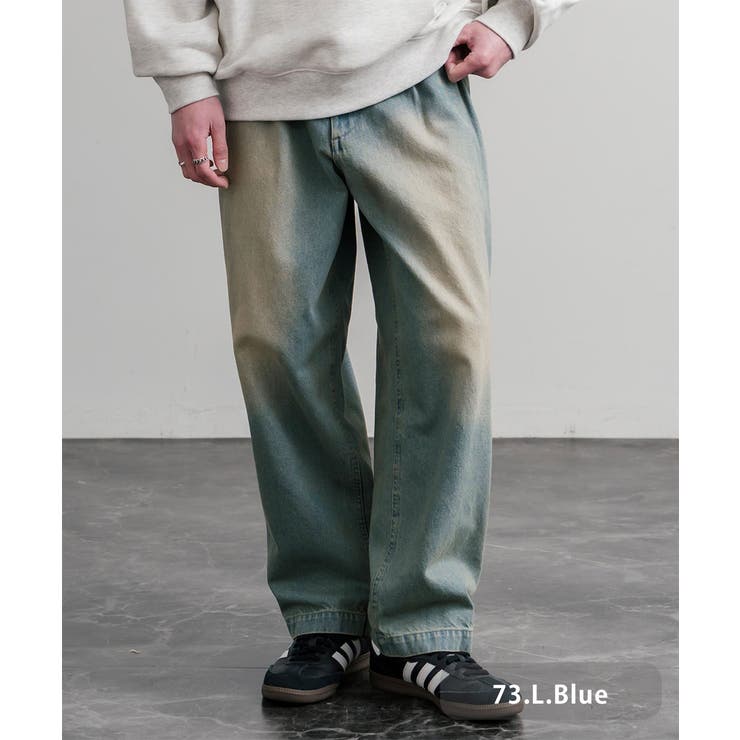 73.L.ブルー | デニムパンツ ワイド ウエスタン調 | Rocky Monroe