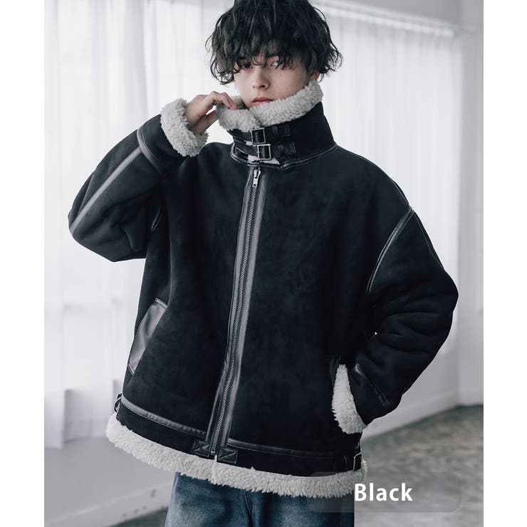 ブラック | フライトジャケット フェイクムートン 裏ボア | Rocky Monroe