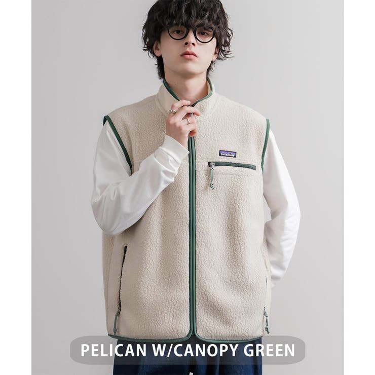 PELICAN W/CANOPY GREEN | Patagonia ボアベスト フリース | Rocky Monroe