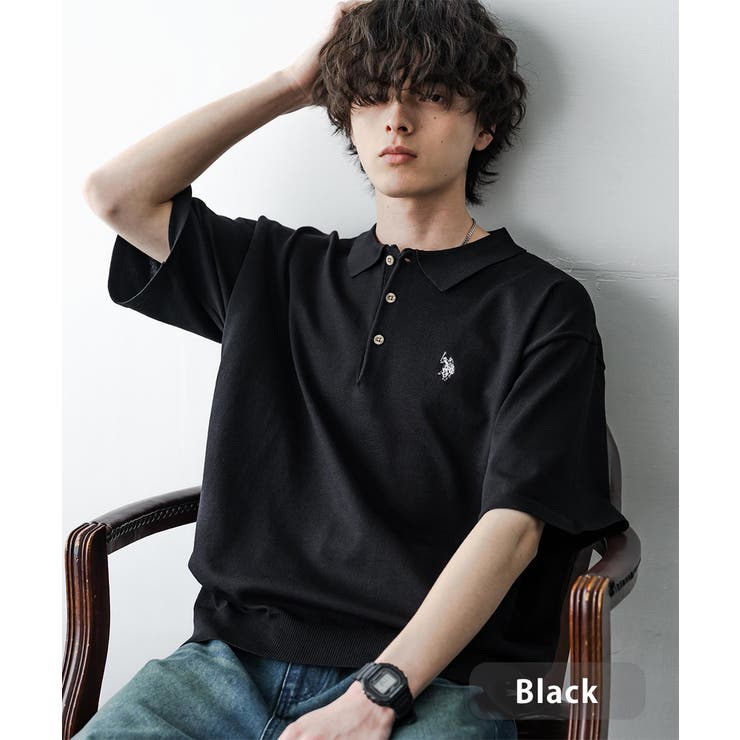 ブラック | ユーエスポロアッスン ニットポロ サマーニット | Rocky Monroe