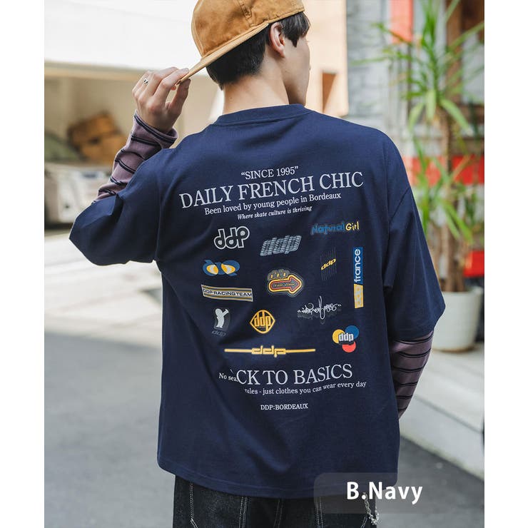 B.ネイビー | ddp バックプリントT オーバーサイズ | Rocky Monroe
