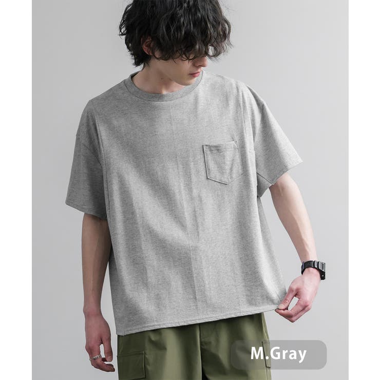 杢グレー | 半袖Tシャツ 胸ポケット ビッグシルエット | Rocky Monroe