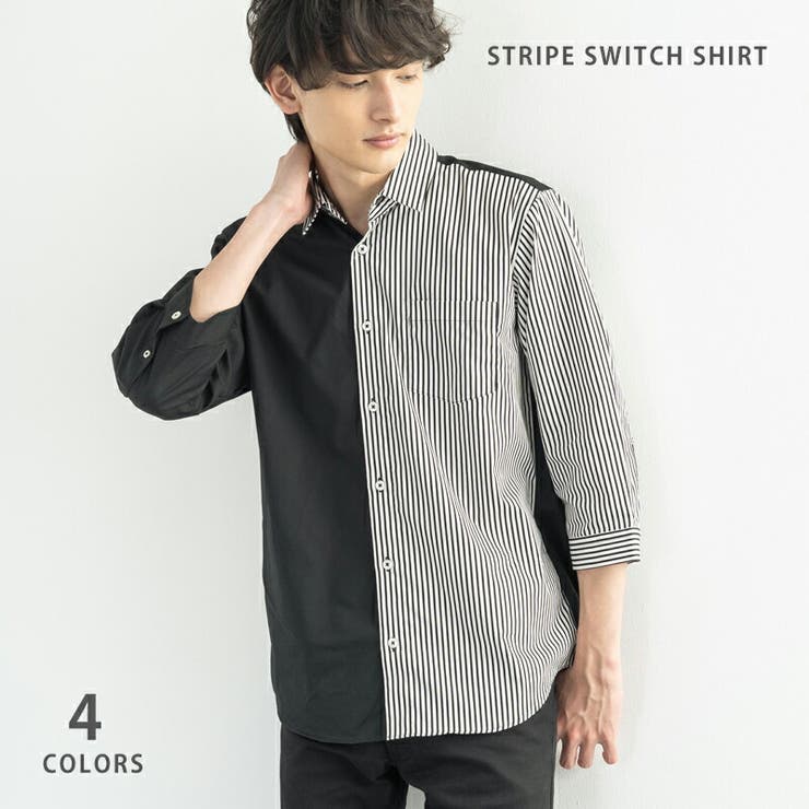 ストライプシャツ 7分袖 メンズ[品番：OE000006161]｜Rocky Monroe