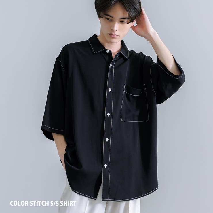 半袖シャツ ステッチ 配色カラー[品番：OE000007402]｜Rocky