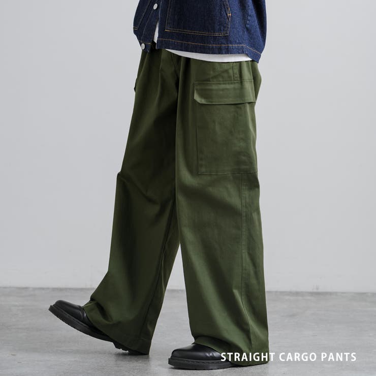 パンツ カーゴパンツ Wide straight military pants ワイドストレート
