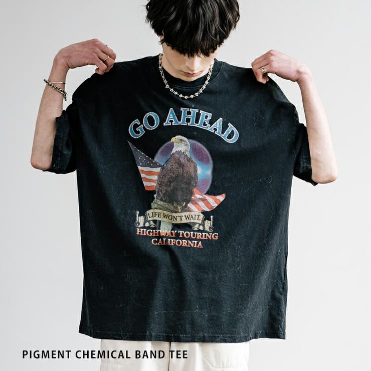 Glam Rock プリント Tシャツ プリントTシャツ 半袖 バンドT[品番：OE000007953]｜Rocky