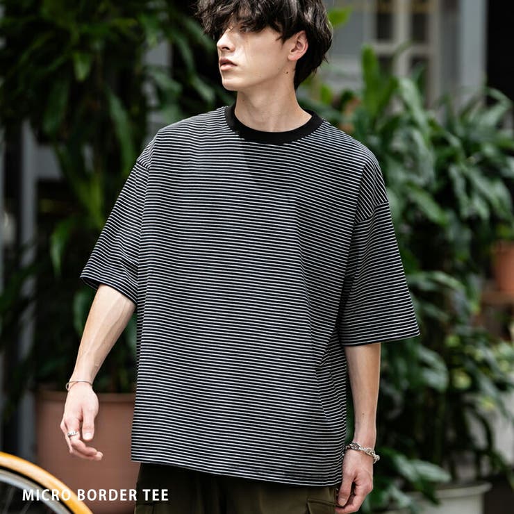 最も完璧な Tシャツ オーバーサイズ[品番：OE000008087 マイクロボーダー トップス
