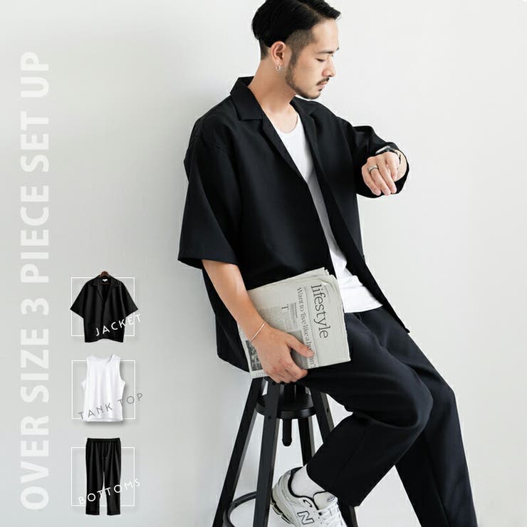 【年間ランキング6年連続受賞】 半袖セットアップ ワイドパンツ[品番 シャツジャケット トップス