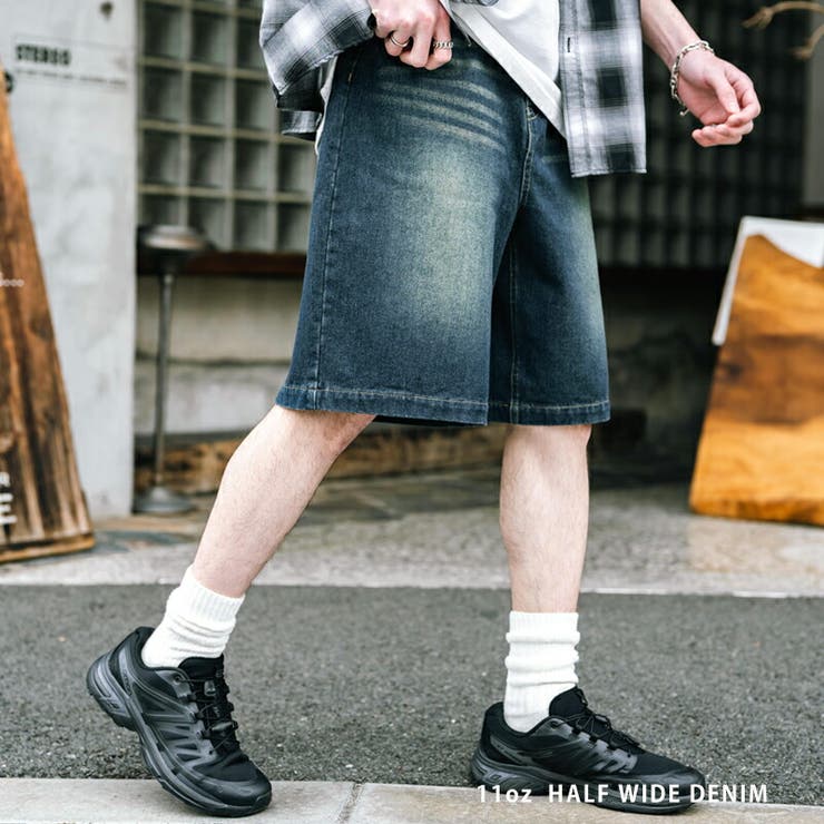 デニムショートパンツ ワイド 膝丈[品番：OE000008666]｜Rocky