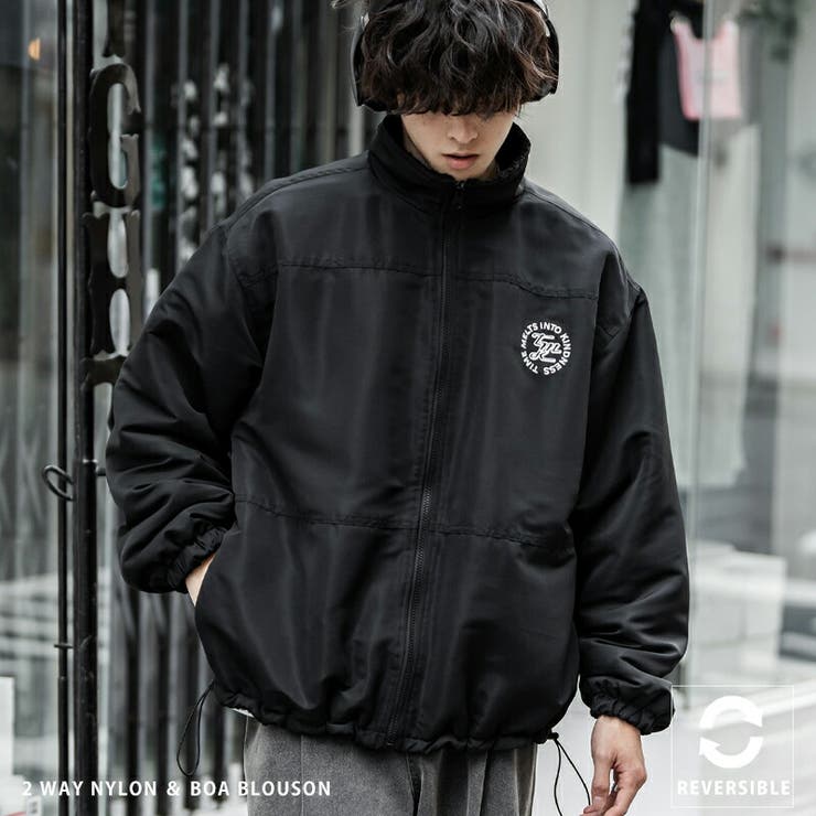 TFW49 リバーシブルブルゾン　黒　Mサイズ　ボア ノースフェイス ボアジャケット リバーシブル[品番：OE000007743