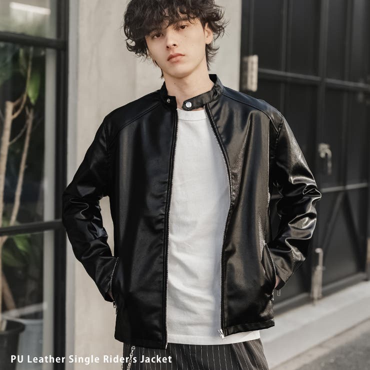 レザージャケット シングルライダース 合成皮革 | Rocky Monroe | 詳細画像1 