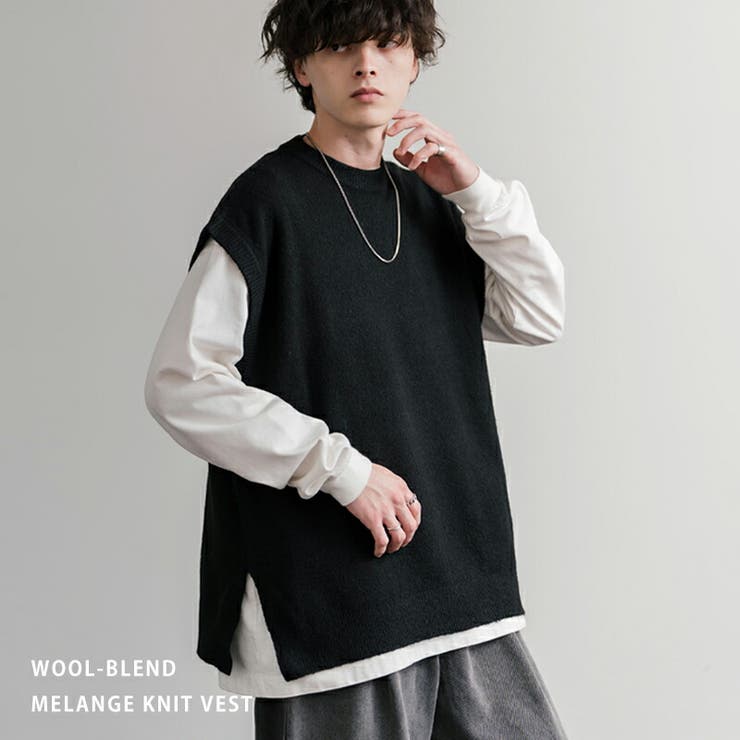 ニットベスト クルーネック ウール混メランジ | Rocky Monroe | 詳細画像1 