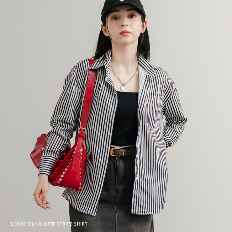 ストライプシャツ 長袖 ルーズ | Rocky Monroe【woman】 | 詳細画像1 