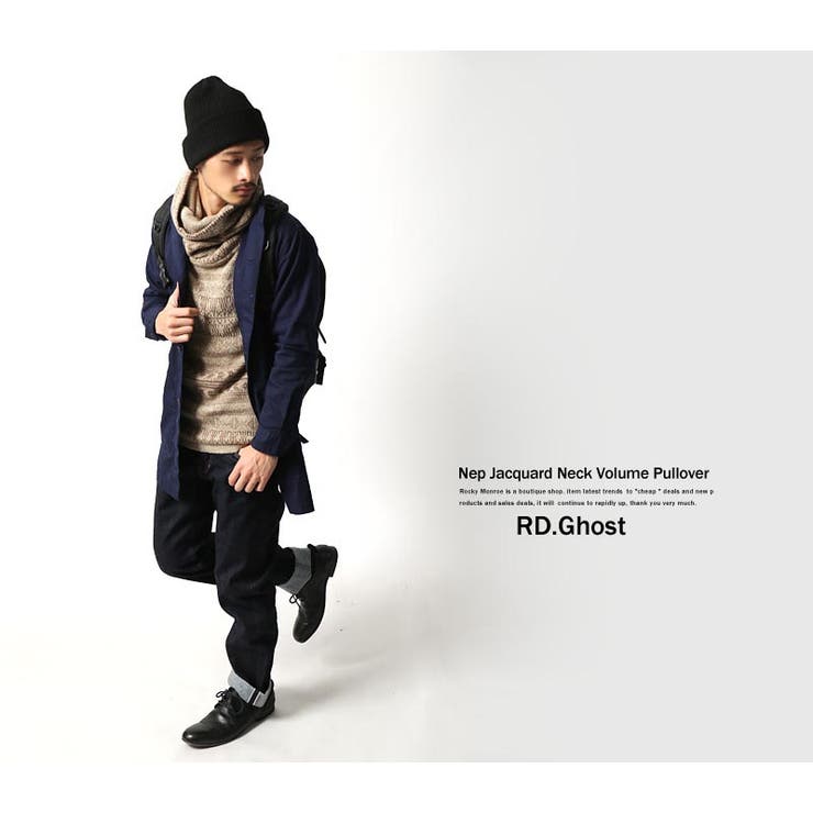 RD Ghost】日本製 国産ジャズネップジャガードオフタートルニット