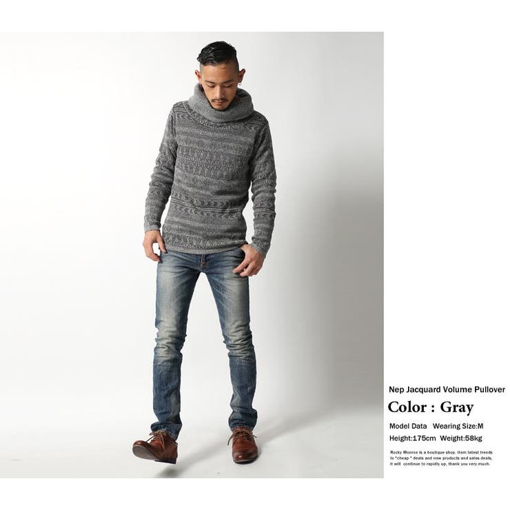 RD Ghost】日本製 国産ジャズネップジャガードオフタートルニット