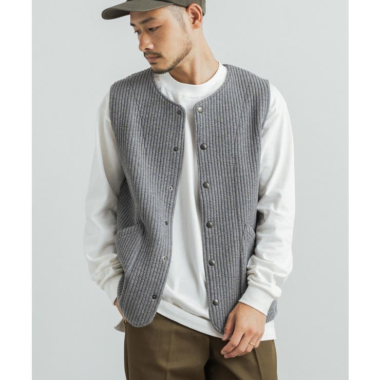 Vin ノーカラーキルティングベスト SINSS ベスト ジレ Quilted vest/キルティングベスト メンズ