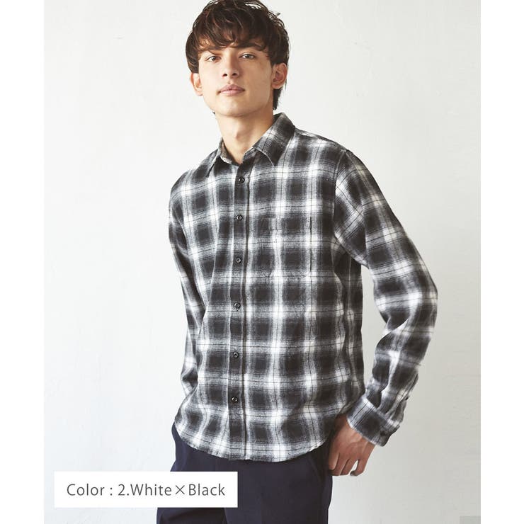 ネルシャツ メンズ 白[品番：OE000002580]｜Rocky Monroe（ロッキー