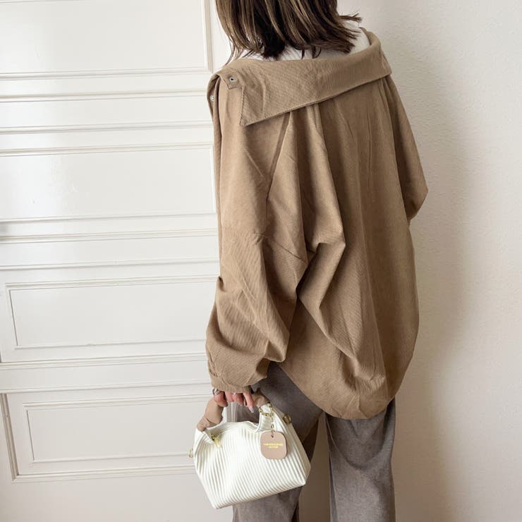 コーデュロイ リラックスワイドヨークシャツ＜サンド＞(XS