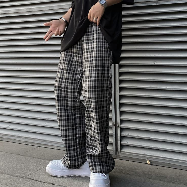 チェックパンツ 人気デザイナー メンズ テーパードパンツ