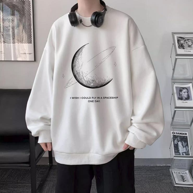 ホワイト | メンズ オーバーサイズ トレーナー ダンボールニット スウェット 春服 長袖 | Rodic【MENS】