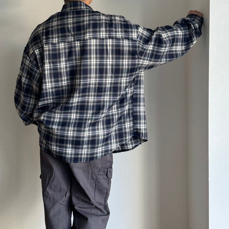メンズ オーバーサイズ チェック柄 シャツ チェックシャツ[品番